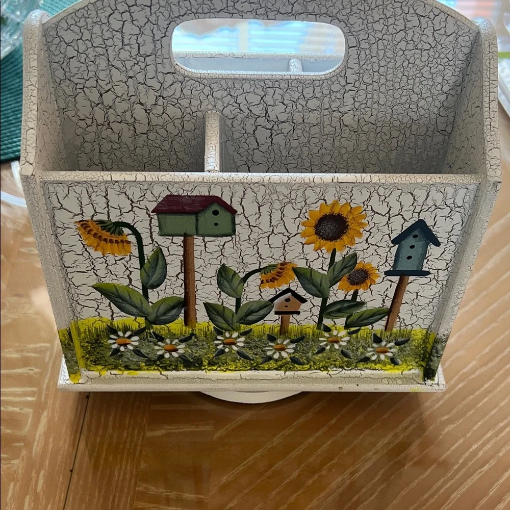 Sunflower and Birdhouse Decorative Organizer